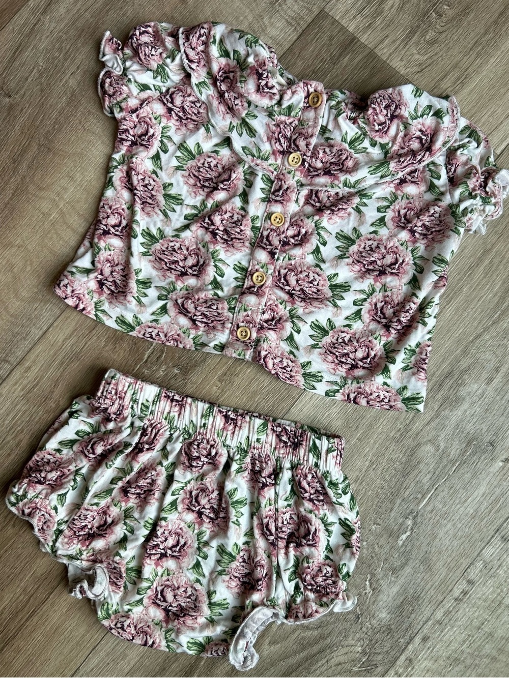 kate quinn Blush Floral Button-Front Baby Set